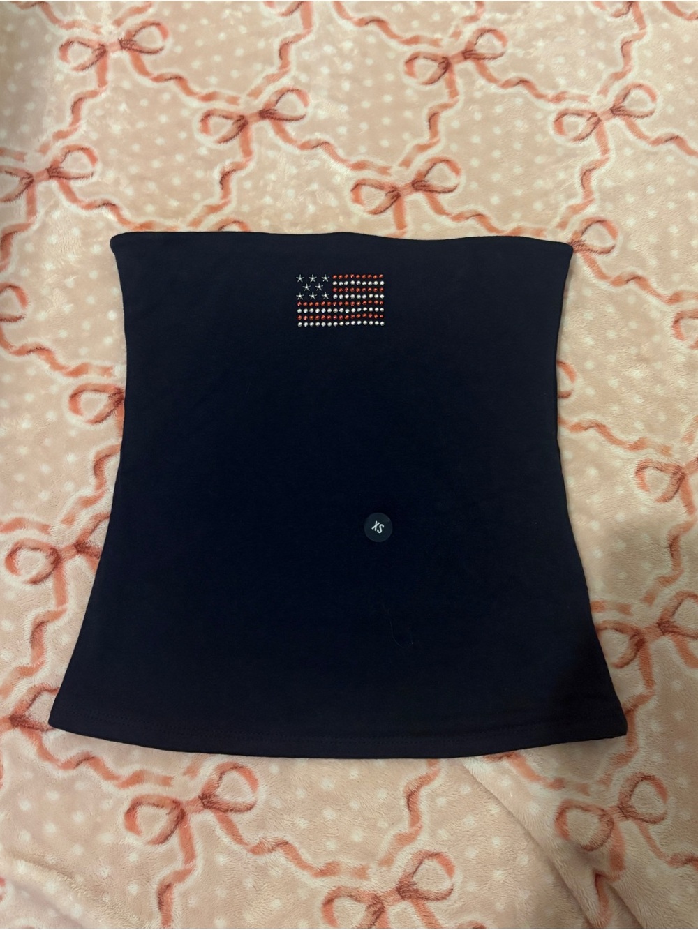 Hollister Navy Strapless Rhinestone Flag Tube Top